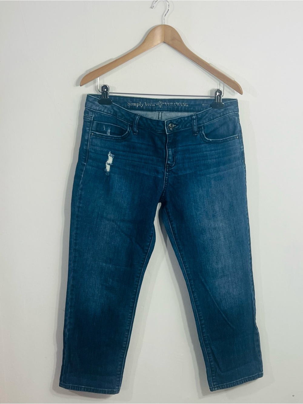 Simply Vera Vera Wang Cropped Skinny Boyfriend Distressed Denim Jeans Size 6